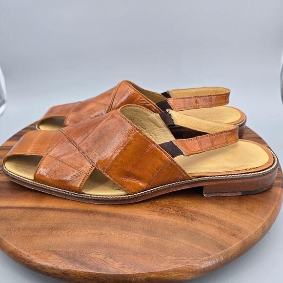 Studio Belvedere Sandals Men\'s 13 Camel Tan Brown Eel Slingback Dress Shoes main image 5